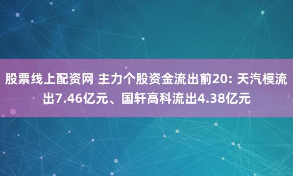股票线上配资网 主力个股资金流出前20: 天汽模流出7.46亿元、国轩高科流出4.38亿元